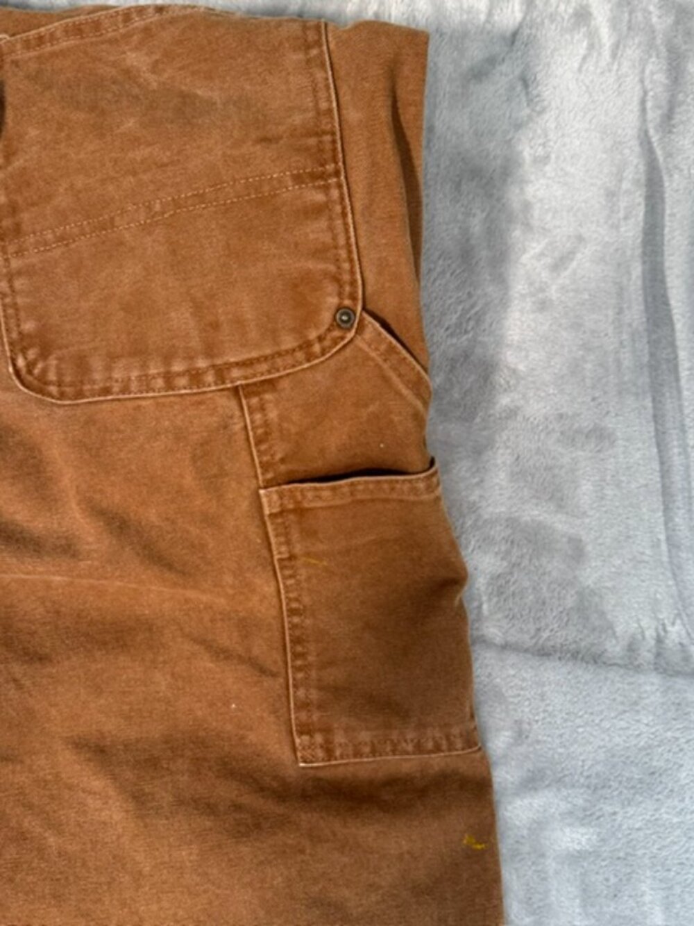Carhartt R06 BRN Duck Bib Overalls Mens 44x30 Brown Double Knee Workwear - Picture 10 of 15